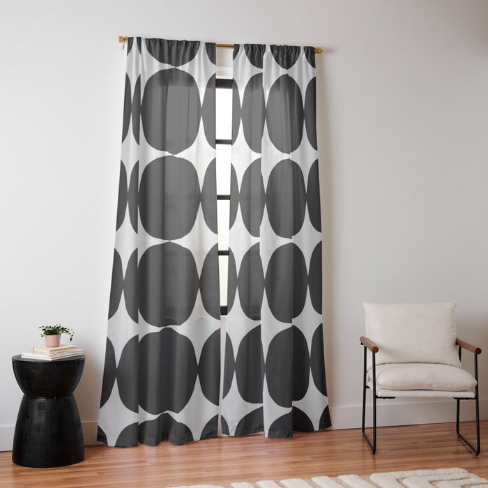 Retro '50s Shapes in Black and White Window Curtain Gallery Image 14