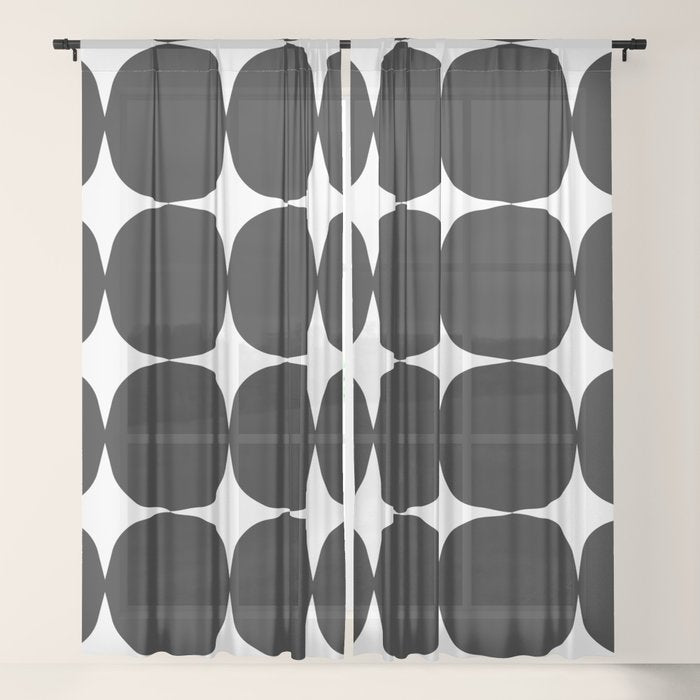 Retro '50s Shapes in Black and White Window Curtain Gallery Image 17
