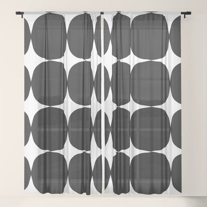 Retro '50s Shapes in Black and White Window Curtain Gallery Image 17