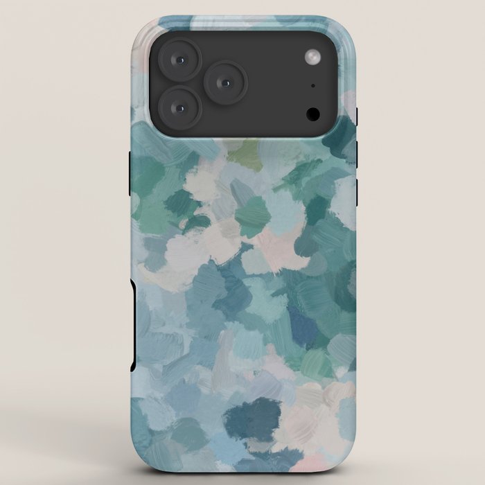 Flowers in the Wind II - Mint Green Sky Blue Teal Blush Pink Abstract Nature Nature Painting Art iPhone Case Gallery Image 8