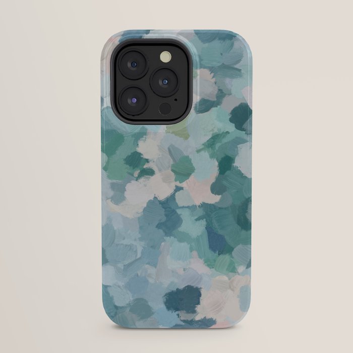 Flowers in the Wind II - Mint Green Sky Blue Teal Blush Pink Abstract Nature Nature Painting Art iPhone Case Gallery Image 31