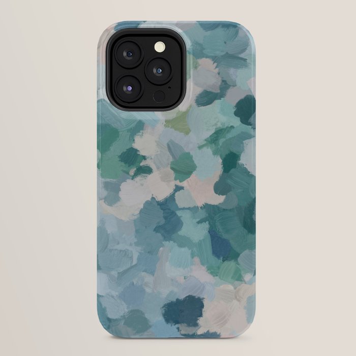 Flowers in the Wind II - Mint Green Sky Blue Teal Blush Pink Abstract Nature Nature Painting Art iPhone Case Gallery Image 24