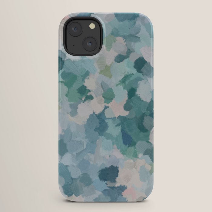 Flowers in the Wind II - Mint Green Sky Blue Teal Blush Pink Abstract Nature Nature Painting Art iPhone Case Gallery Image 26