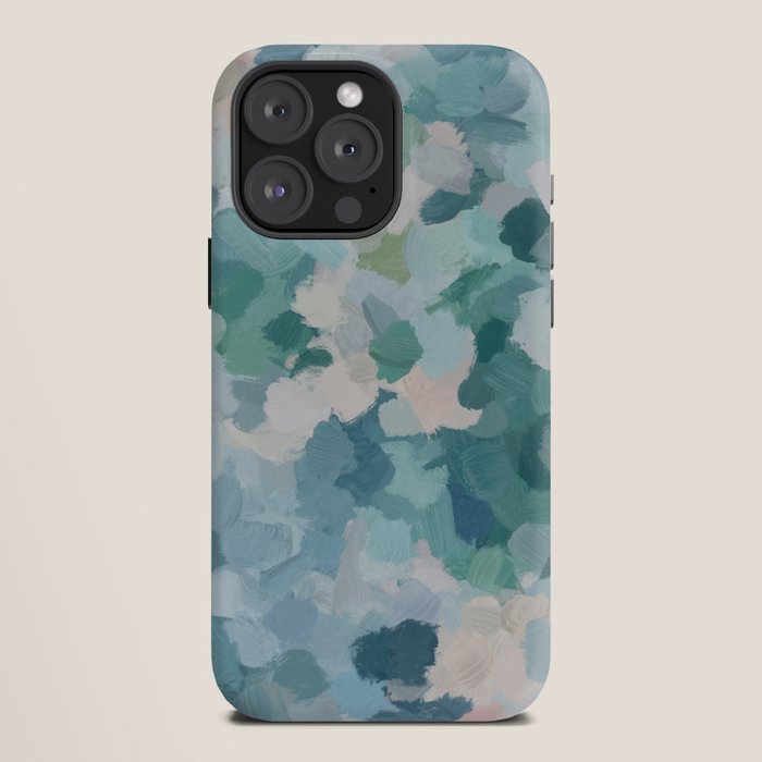 Flowers in the Wind II - Mint Green Sky Blue Teal Blush Pink Abstract Nature Nature Painting Art iPhone Case Gallery Image 12