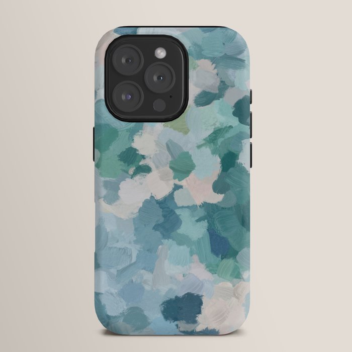 Flowers in the Wind II - Mint Green Sky Blue Teal Blush Pink Abstract Nature Nature Painting Art iPhone Case Gallery Image 15