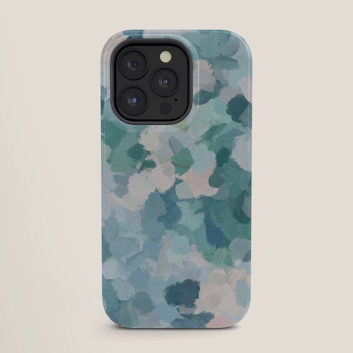 Flowers in the Wind II - Mint Green Sky Blue Teal Blush Pink Abstract Nature Nature Painting Art iPhone Case Gallery Image 27
