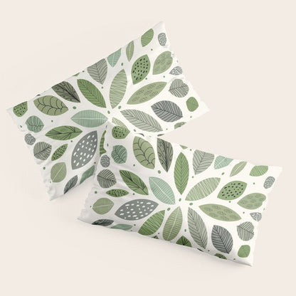 Mid-Century Green Leaves Pillow Sham Gallery Image 2
