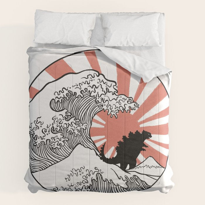 Godzilla Rising Sun The Great Wave Comforter Gallery Image 7