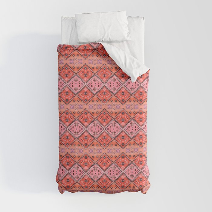 Bohemian Berber Orange Handmade Moroccan Fabric Texture Duvet Cover Gallery Image 9