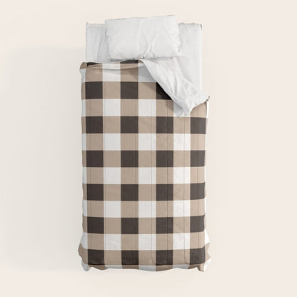 Gingham Large Tan Black White Comforter Gallery Image 4