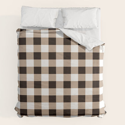 Gingham Large Tan Black White Duvet Cover Gallery Image 7