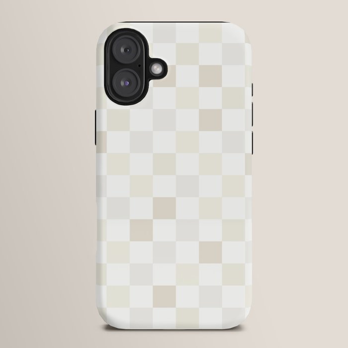 Checkerboard Check Pattern in Pale Light Neutral Beige White Tones iPhone Case Gallery Image 14