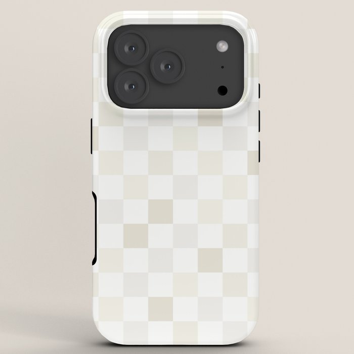 Checkerboard Check Pattern in Pale Light Neutral Beige White Tones iPhone Case Gallery Image 7