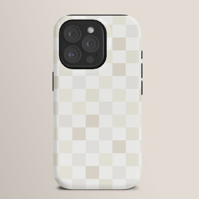 Checkerboard Check Pattern in Pale Light Neutral Beige White Tones iPhone Case Gallery Image 15