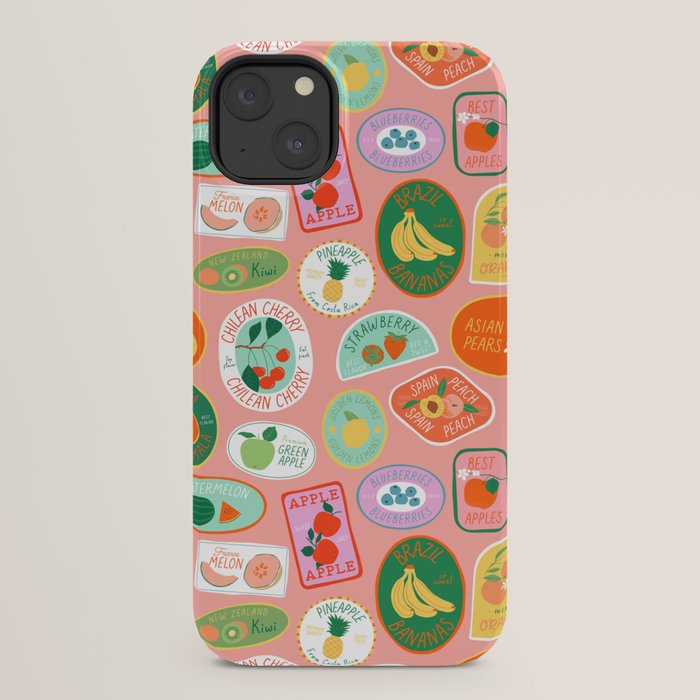 Vintage fruit sticker label cartoon pattern iPhone Case Gallery Image 30