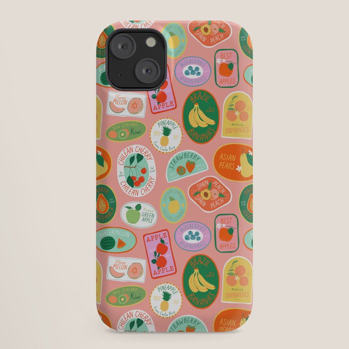 Vintage fruit sticker label cartoon pattern iPhone Case Gallery Image 18