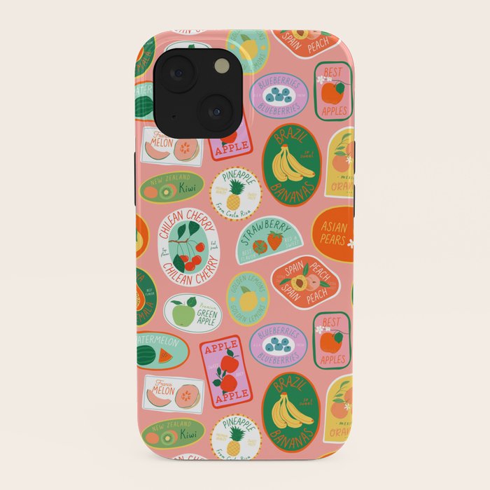 Vintage fruit sticker label cartoon pattern iPhone Case Gallery Image 38