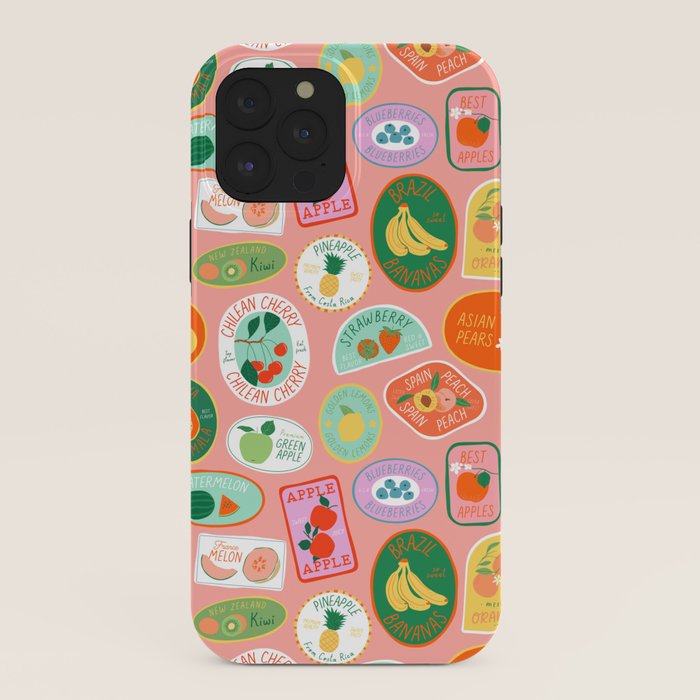 Vintage fruit sticker label cartoon pattern iPhone Case Gallery Image 40