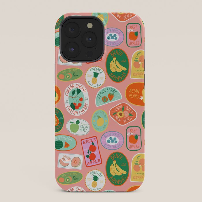Vintage fruit sticker label cartoon pattern iPhone Case Gallery Image 36