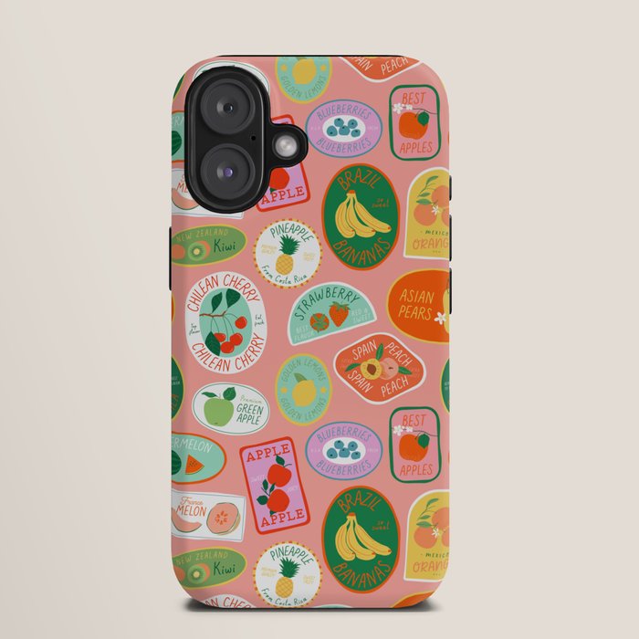 Vintage fruit sticker label cartoon pattern iPhone Case Gallery Image 9