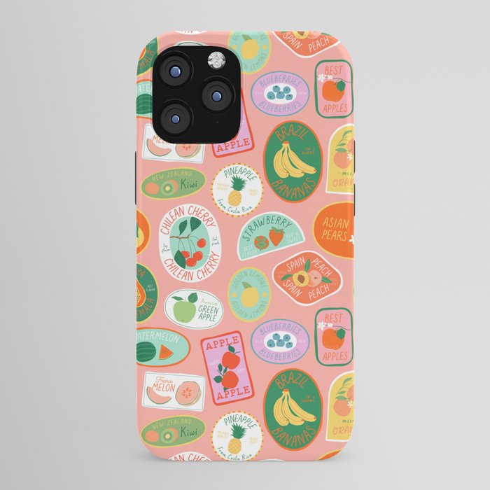 Vintage fruit sticker label cartoon pattern iPhone Case Gallery Image 43