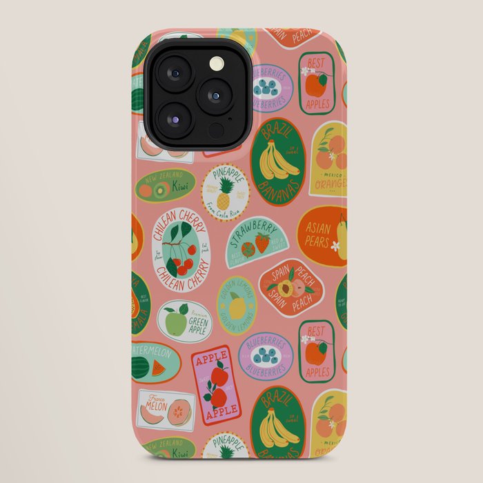 Vintage fruit sticker label cartoon pattern iPhone Case Gallery Image 28
