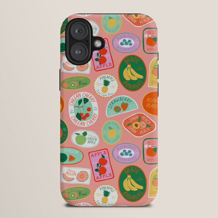 Vintage fruit sticker label cartoon pattern iPhone Case Gallery Image 10