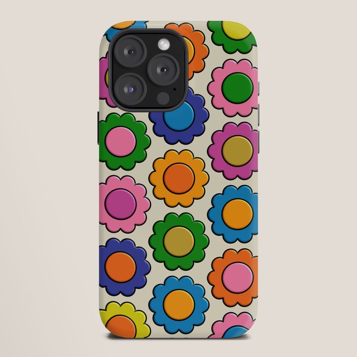 Colorful Flowers Happy Retro Plastic-Look Pattern iPhone Case Gallery Image 12