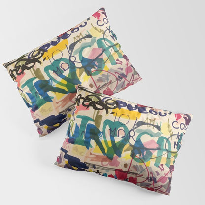 Urban Graffiti Paper Street Art Pillow Sham Gallery Image 3