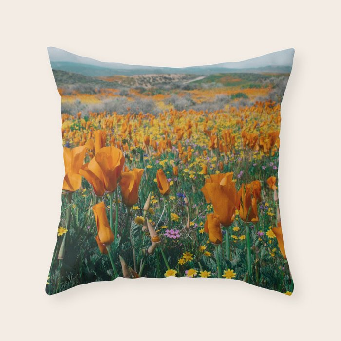 Wildflower Poppy Superbloom Throw Pillow Gallery Image 1