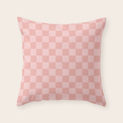Textured Plaid pattern pink and white Throw Pillow Gallery Image 4