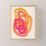 Funky Retro 70's Style Pattern Orange Pink Greindent Striped Circles Mid Century Colorful Pop Art Mini Art Print Gallery Image 1