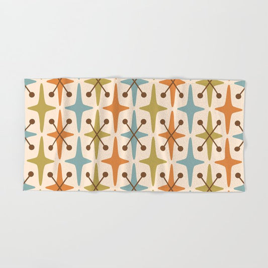 Mid Century Modern Googie Star Pattern Mid Mod Hand & Bath Towel Gallery Image 2