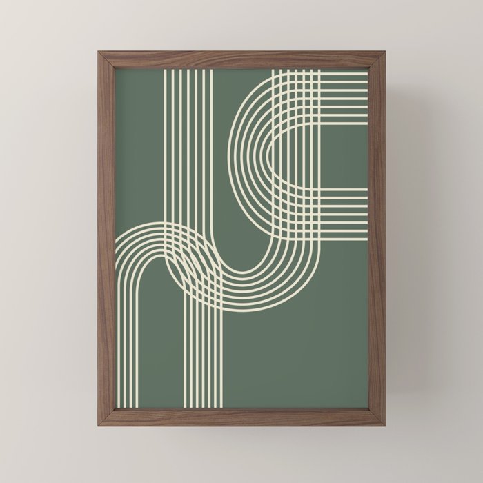 Minimalist Lines in Forest Green Mini Art Print Gallery Image 2