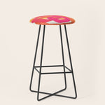 Funky Retro 70's Style Pattern Orange Pink Greindent Striped Circles Mid Century Colorful Pop Art Stool Gallery Image 1