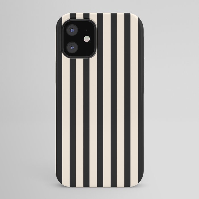 Fine Stripes Vertical Minimalist Pattern in Black and Almond Cream iPhone Case Gallery Image 42