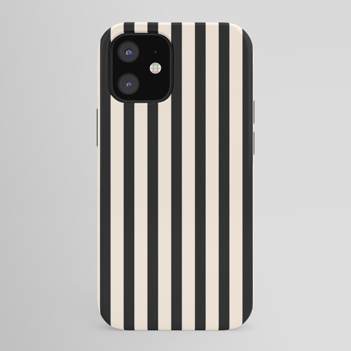 Fine Stripes Vertical Minimalist Pattern in Black and Almond Cream iPhone Case Gallery Image 41