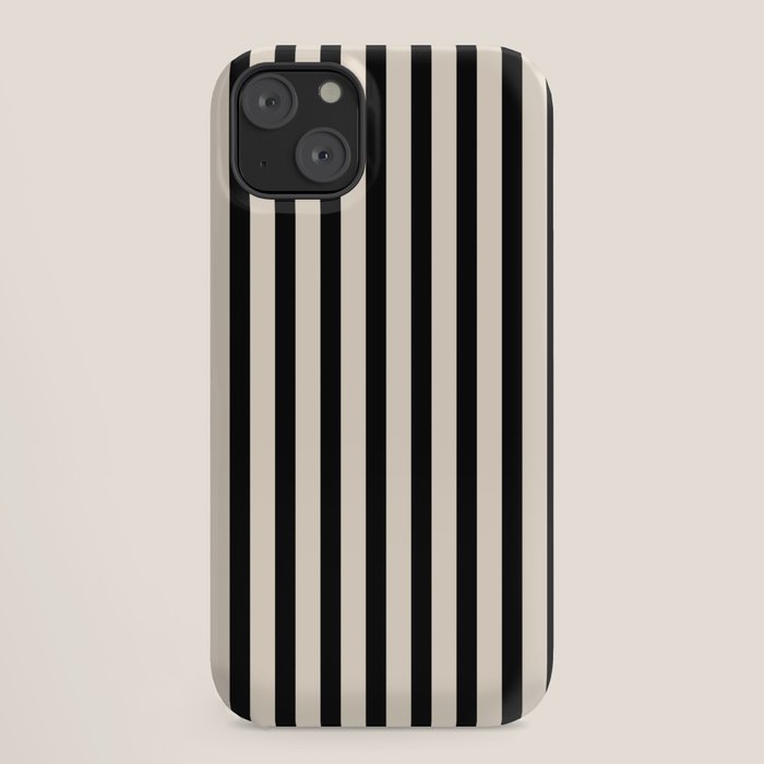 Fine Stripes Vertical Minimalist Pattern in Black and Almond Cream iPhone Case Gallery Image 18