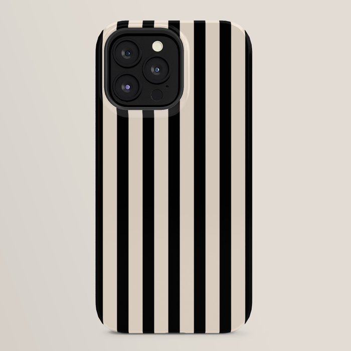 Fine Stripes Vertical Minimalist Pattern in Black and Almond Cream iPhone Case Gallery Image 24