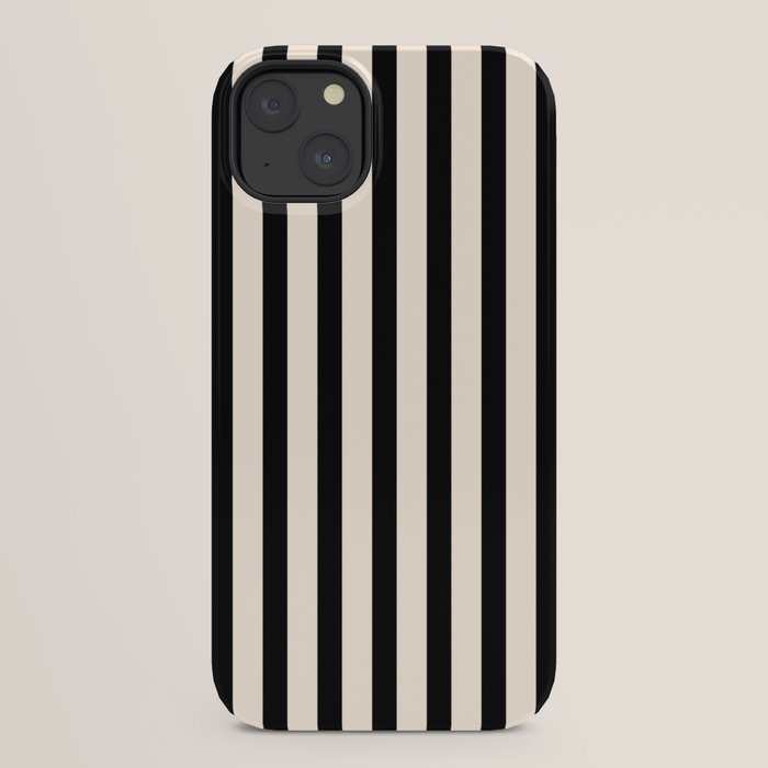 Fine Stripes Vertical Minimalist Pattern in Black and Almond Cream iPhone Case Gallery Image 22