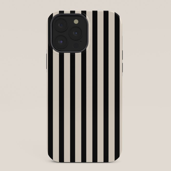 Fine Stripes Vertical Minimalist Pattern in Black and Almond Cream iPhone Case Gallery Image 36