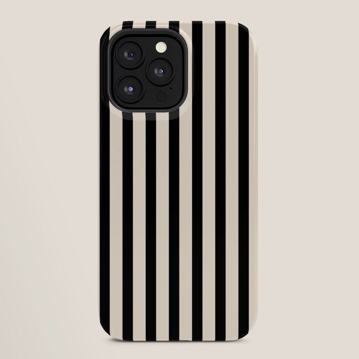 Fine Stripes Vertical Minimalist Pattern in Black and Almond Cream iPhone Case Gallery Image 28