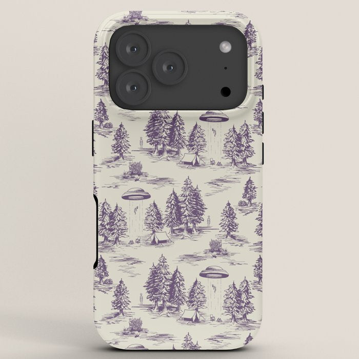Purple Alien Abduction Toile De Jouy Pattern iPhone Case Gallery Image 7