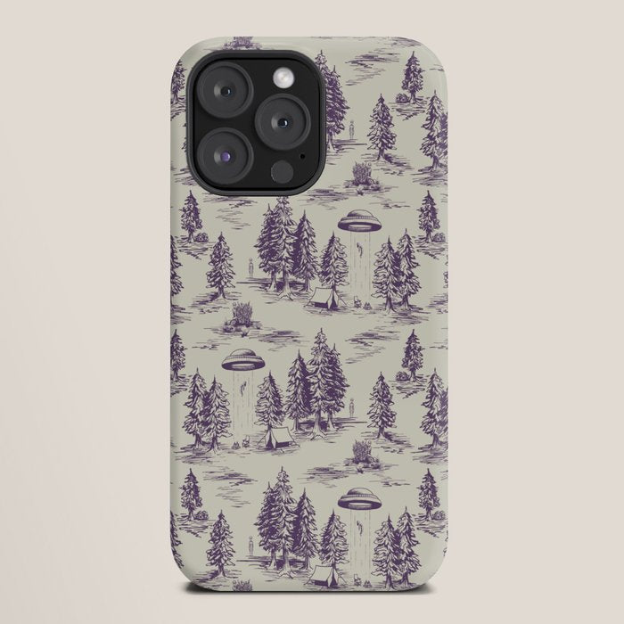 Purple Alien Abduction Toile De Jouy Pattern iPhone Case Gallery Image 20