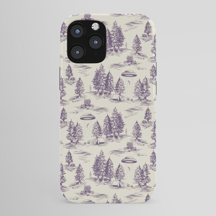 Purple Alien Abduction Toile De Jouy Pattern iPhone Case Gallery Image 43