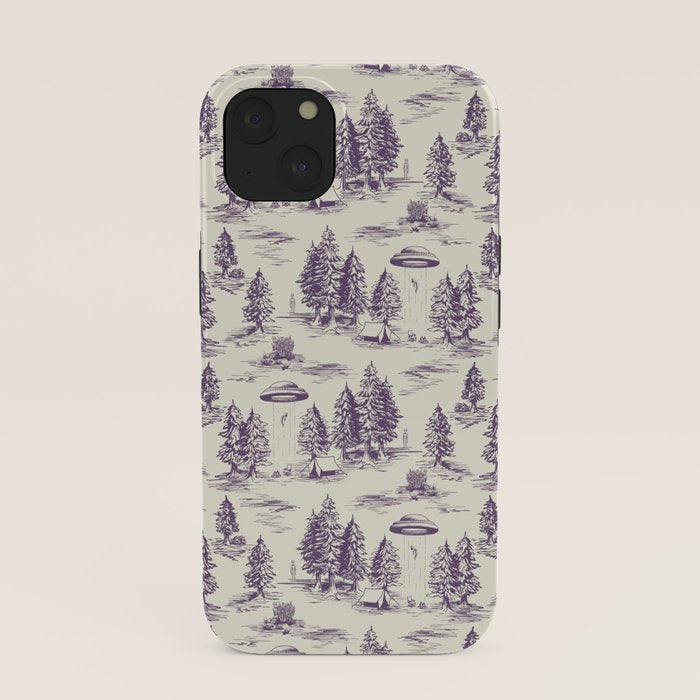 Purple Alien Abduction Toile De Jouy Pattern iPhone Case Gallery Image 37