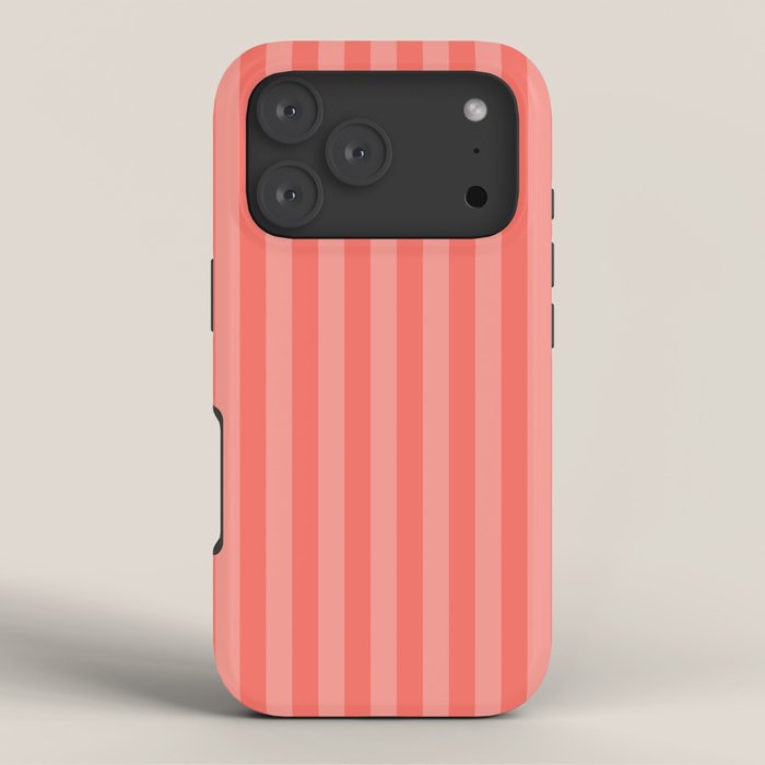 Coral Pink Thin Vertical Stripes iPhone Case Gallery Image 3