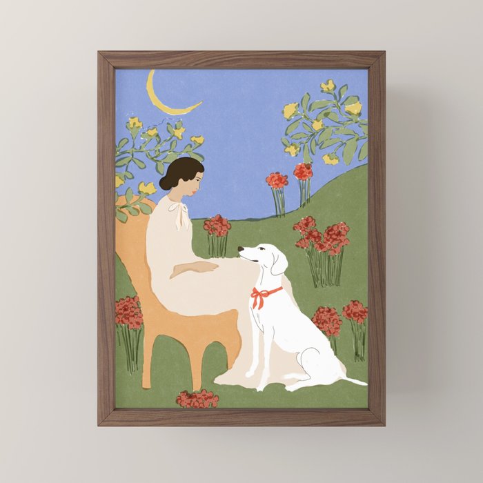 Lady and her dog Mini Art Print Gallery Image 2