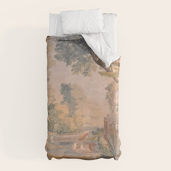 Antique 18th Century French Pastoral Sunrise Verdure Tapestry Duvet Cover Gallery Image 5