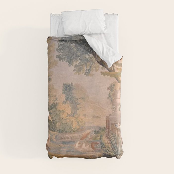 Antique 18th Century French Pastoral Sunrise Verdure Tapestry Duvet Cover Gallery Image 9